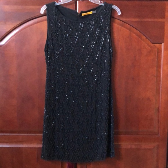 Alice + Olivia Augustine Dress. Size 8. Silk Black Beaded. - Picture 1 of 14